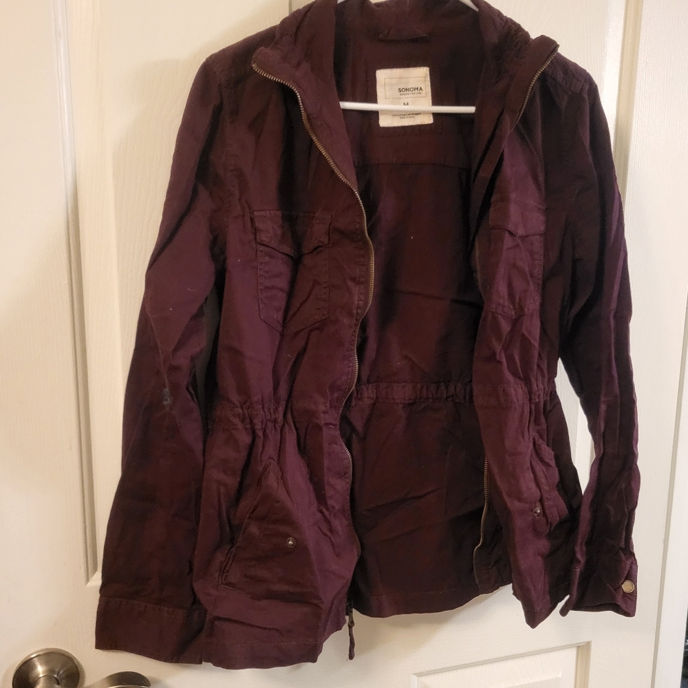 Plumb zip up cargo jacket